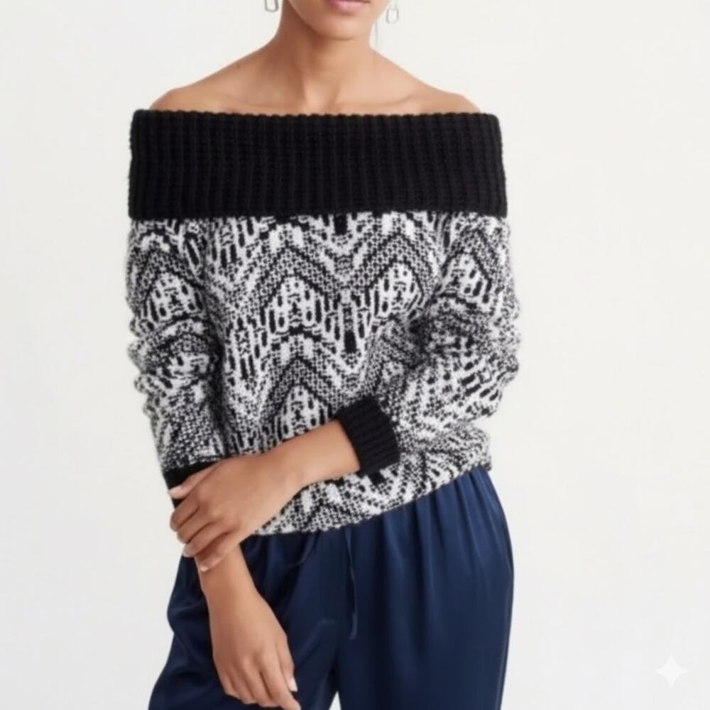 NWOT Abercrombie & Fitch wool-alpaca blend pullover  off-the-shoulder neckline